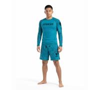 X RAGE MMA Rash Guard & Fight Shorts Set - 2-Piece of Teal Colour Compression Training Suit - Lightweight Breathable No-Gi BJJ, Grappling, Boxing & Martial Arts Activewear for Unisex (Small)