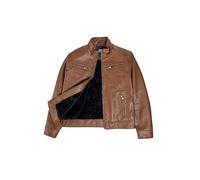 X RAY Kids Leather Jacket | Boys Leather Jacket | Boys Leather Jacket With Hood | Youth Leather Jacket, Tan, Medium