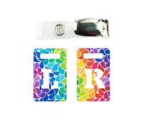 X-ray Markers with Carry-on Strap Radiography Tablet Markers Radiopaque L and R for Radiographer with Rainbow Drop Multicolour Pattern Clip with Metal Poppers