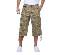 X RAY Men's Belted Cargo Long Shorts 18" Inseam Below Knee Length Multi Pocket 3/4 Capri Pants (Big and Tall Shorts for Men), Desert Camo, 30