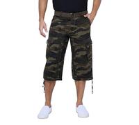X RAY Men's Belted Cargo Long Shorts 18" Inseam Below Knee Length Multi Pocket 3/4 Capri Pants (Big and Tall Shorts for Men), Olive Camo, 30