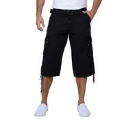 X RAY Men's Belted Cargo Long Shorts 18" Inseam Below Knee Length Multi Pocket 3/4 Capri Pants (Big and Tall Shorts for Men), Black, 30