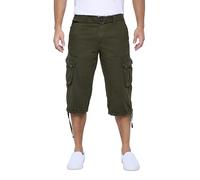 X RAY Men's Belted Cargo Long Shorts 18" Inseam Below Knee Length Multi Pocket 3/4 Capri Pants (Big and Tall Shorts for Men), Olive Green, 48