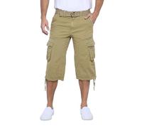 X RAY Men's Belted Cargo Long Shorts 18" Inseam Below Knee Length Multi Pocket 3/4 Capri Pants (Big and Tall Shorts for Men), New Khaki, 30