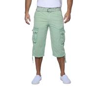 X RAY Men's Belted Cargo Long Shorts 18" Inseam Below Knee Length Multi Pocket 3/4 Capri Pants (Big and Tall Shorts for Men), Pastel Green, 34