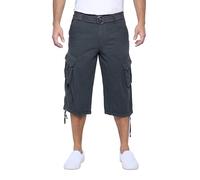 X RAY Men's Belted Cargo Long Shorts 18" Inseam Below Knee Length Multi Pocket 3/4 Capri Pants (Big and Tall Shorts for Men), Charcoal (Dark Green), 34