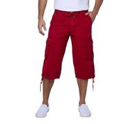 X RAY Men's Belted Cargo Long Shorts 18" Inseam Below Knee Length Multi Pocket 3/4 Capri Pants (Big and Tall Shorts for Men), Jester Red, 32