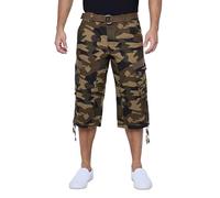 X RAY Men's Belted Cargo Long Shorts 18" Inseam Below Knee Length Multi Pocket 3/4 Capri Pants (Big and Tall Shorts for Men), Brown Camo, 28