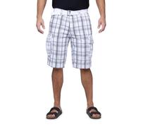 X RAY Mens Belted Cargo Shorts, Relaxed Fit Casual Knee Length 12.5" Cargo Shorts for Men (Big and Tall Shorts for Men), Hidden Snap Pocket - Plaid White, 40