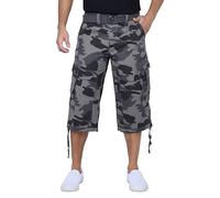 X RAY Men's Belted Long Cargo Shorts for Men, Below Knee Length Mens Cargo Shorts, 3/4 Pants (Big and Tall Shorts for Men), Black Camo, 38