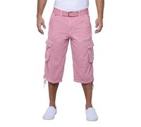 X RAY Men's Belted Long Cargo Shorts for Men, Below Knee Length Mens Cargo Shorts, 3/4 Pants (Big and Tall Shorts for Men), Pastel Pink, 40