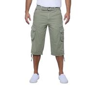 X RAY Men's Belted Long Cargo Shorts for Men, Below Knee Length Mens Cargo Shorts, 3/4 Pants (Big and Tall Shorts for Men), Leaf Green, 30