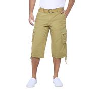 X RAY Men's Belted Long Cargo Shorts for Men, Below Knee Length Mens Cargo Shorts, 3/4 Pants (Big and Tall Shorts for Men), Khaki, 40