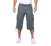 X RAY Men's Belted Long Cargo Shorts for Men, Below Knee Length Mens Cargo Shorts, 3/4 Pants (Big and Tall Shorts for Men), Grey, 42