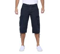 X RAY Men's Belted Tactical Cargo Long Shorts 18 Inch Inseam Below Knee Length Multi Pocket 3/4 Capri Pants, Navy, 22