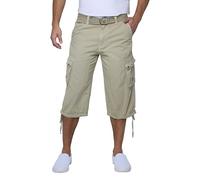 X RAY Men's Belted Tactical Cargo Long Shorts 18" Inseam Below Knee Length Multi Pocket 3/4 Capri Pants, Stone, 34