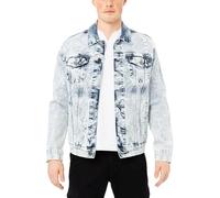 X RAY Mens Denim Jacket Washed Casual Trucker Jean Jacket for Men, Light Denim - Ripped, Medium