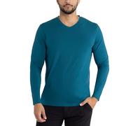 X RAY Men's Henley Long Sleeve T-Shirt, Soft Stretch Premium Cotton Slim Fit Casual Fashion Tee, Teal V-Neck, Large