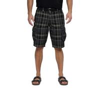 X RAY Men's Raw X Belted Cargo Shorts Relaxed Fit Casual Tactical Knee Length, Plaid Black-21, 36