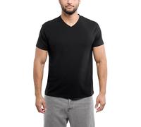 X RAY Men's Soft Stretch Cotton Solid Short Sleeve V-Neck Slim Fit T-Shirt, Fashion Casual Tee for Men - Black - Large