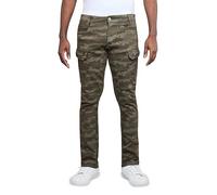 X RAY Men's Stretch Cargo Pants, Casual Flex Hiking Multi-Pocket Tactical Work Slim Fit Cargo Pants for Men, Olive Camo, 36W x 30L