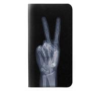 X-ray Peace Sign Fingers PU Leather Flip Case Cover For Motorola Moto E6 Plus, Moto E6s