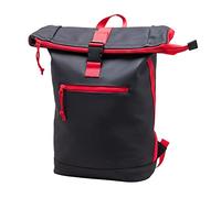 X RAY Roll Top Laptop Backpack for Men Women, PU Leather Expandable Casual Daypack Capacity Adjustable 22L Fits 15.6" Laptop, Black/Red, One size