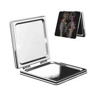 X-Ray Scan Of Two Skull Flower Kissing Travel Makeup Mirror Double-Sided Pu Leather Portable Compact Pocket Magnifying Mirrors