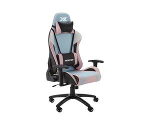 X-Rocker Agility Sport High Back eSports Gaming Chair for Adults & Teens - 3D Armrests, Head & Lumbar Cushion, Height Adjustable Recliner, Wipe-Clean Faux Leather - Blue/Pink/White