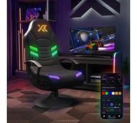 X Rocker Aries Rgb 2.1 Pedestal Stereo Audio Gaming Chair For Kids & Teens With App Controlled Led Lights - Black