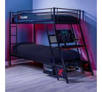 X Rocker Armada Bunk Bed with Gaming Desk & Mattress Included in Black | Size: Single X Rocker Black Single