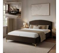 X Rocker Avery Upholstered Shadow Ottoman Bed - Double- Brown Mocha