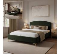 X Rocker Avery Upholstered Shadow Ottoman Bed - Double - Olive Green