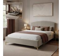 X Rocker Avery Upholstered Shadow Ottoman Bed - King - Natural Stone