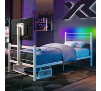 X Rocker Basecamp RGB Single LED Gaming TV Bed with app controlled LED Lights - White, none