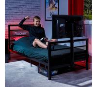 X Rocker Basecamp TV Bed Rotating TV Mount & Storage with Mattress in Black | Size: Single X Rocker Black Single