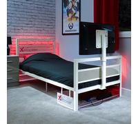 X Rocker Basecamp TV Bed Rotating TV Mount & Storage with Mattress in White | Size: Single X Rocker White Single