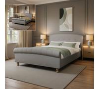 X Rocker Camille Upholstered Shadow Ottoman Sleigh Bed - Double - Grey