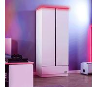X Rocker White Carbon Tek Wardrobe with Neo Fibre LED White