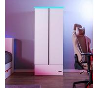 X Rocker Carbon-Tek 2 Door Wardrobe with LED Lights - White
