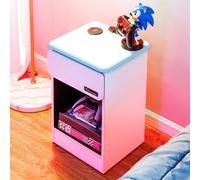 X Rocker White Carbon Tek Bedside Table with Wireless charging White