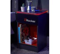 X Rocker CARBON-TEK Bedside Table with Wireless Charging and LED Lights - Grey/Red Carbon