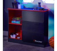 X Rocker Carbon-Tek Chest of 3 Drawers with LED Lights, Grey