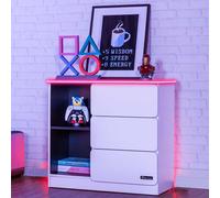 X Rocker Carbon-Tek Chest of 3 Drawers with LED Lights - White