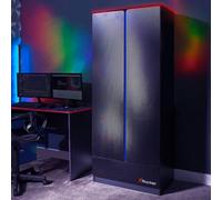 X Rocker Carbon-Tek Led 2-Door Wardrobe With Drawer - Grey / Blue Rgb