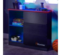 XRocker X Rocker Carbon-Tek Chest Of 3 Drawers With LED Lights Grey Blue, Multi