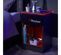 X Rocker Carbon-Tek Led Bedside Side Table With Wireless Charging And Drawer - Grey / Red Rgb