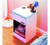 X Rocker White Carbon Tek Bedside Table with Wireless charging White