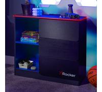 X Rocker Carbon-Tek Chest of 3 Drawers with LED Lights, Grey