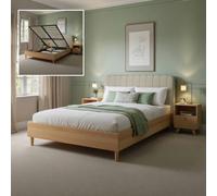 X Rocker Cooper Mixed Material Shadow Ottoman Bed- King Size - Oak/Natural in Medium Beige X Rocker Medium Beige King